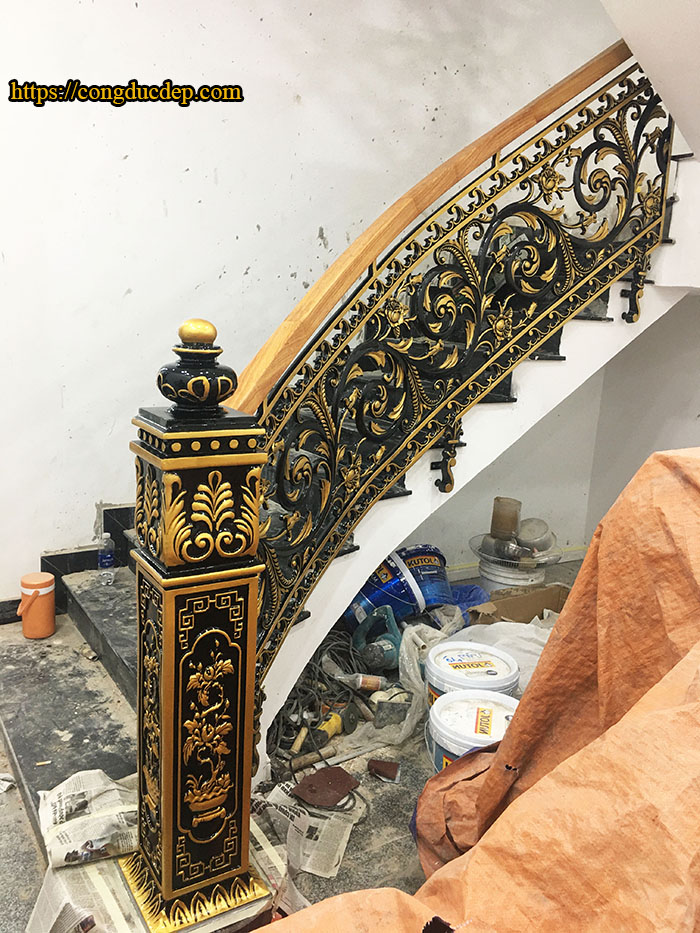 Lan can cầu thang nhôm đúc đẹp